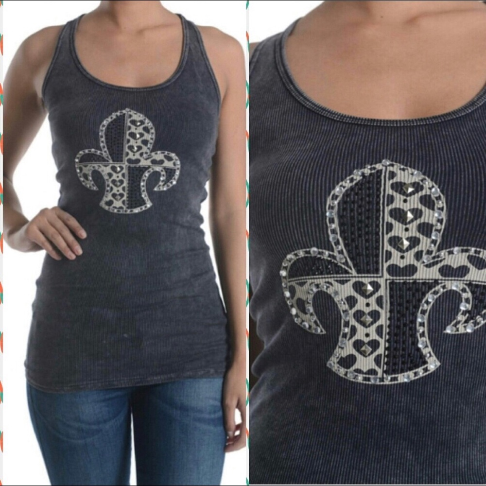 Fleur de Lis, ribbed tank top